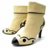 NEW CHANEL SHOES BOOTS WITH HEELS 37 TWO-TONE BLACK BEIGE LEATHER BOOTS