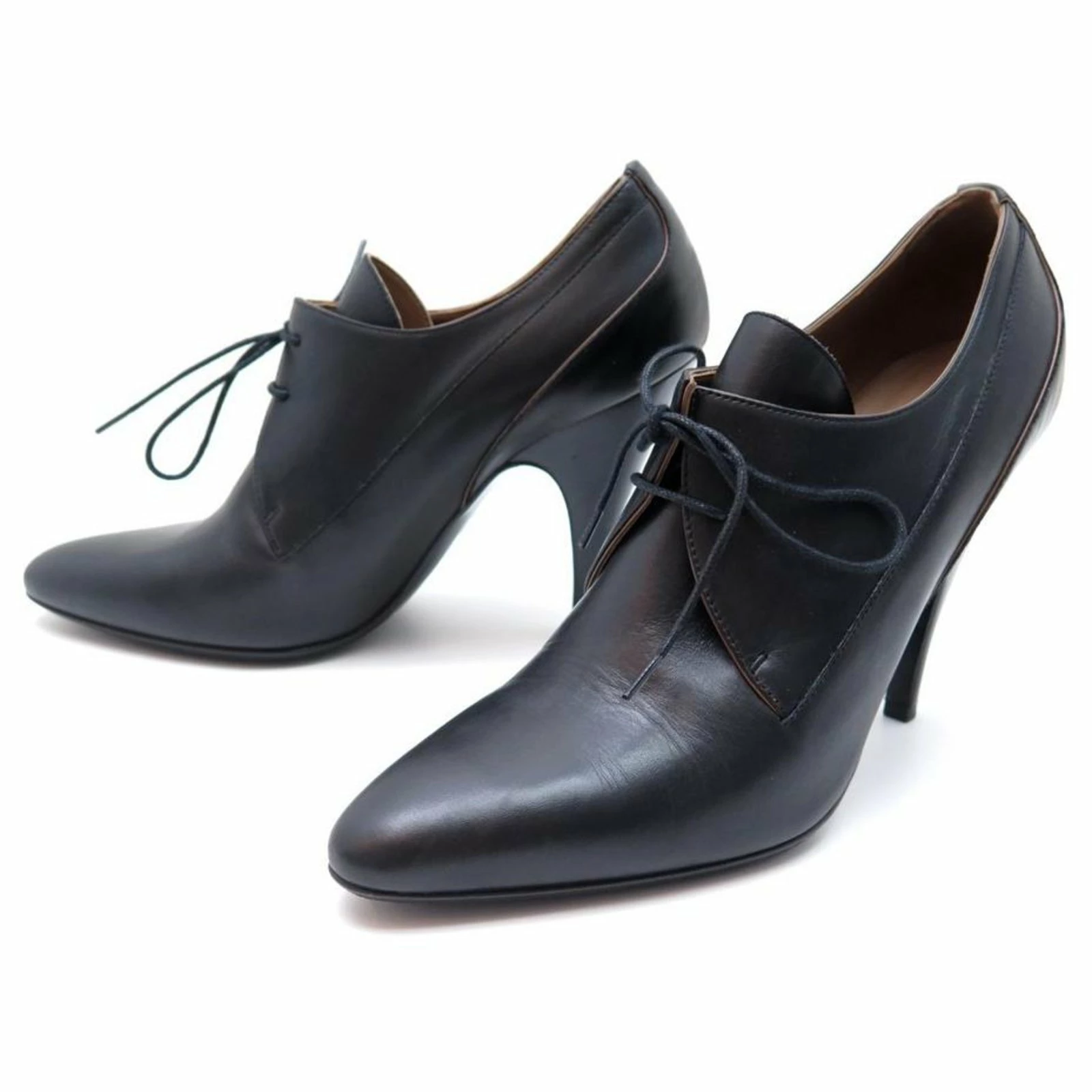 Hermès NEW HERMES SHOES 39.5 BLACK LEATHER HIGH-HEEL ANKLE BOOTS + BOOTS BOX 1 Hermès NEW HERMES SHOES 39.5 BLACK LEATHER HIGH-HEEL ANKLE BOOTS + BOOTS BOX