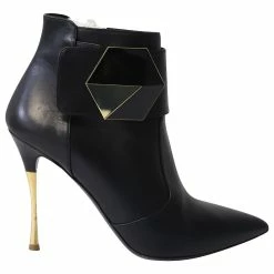 Nicholas Kirkwood Hexagon Ankle Boots In Black Leather