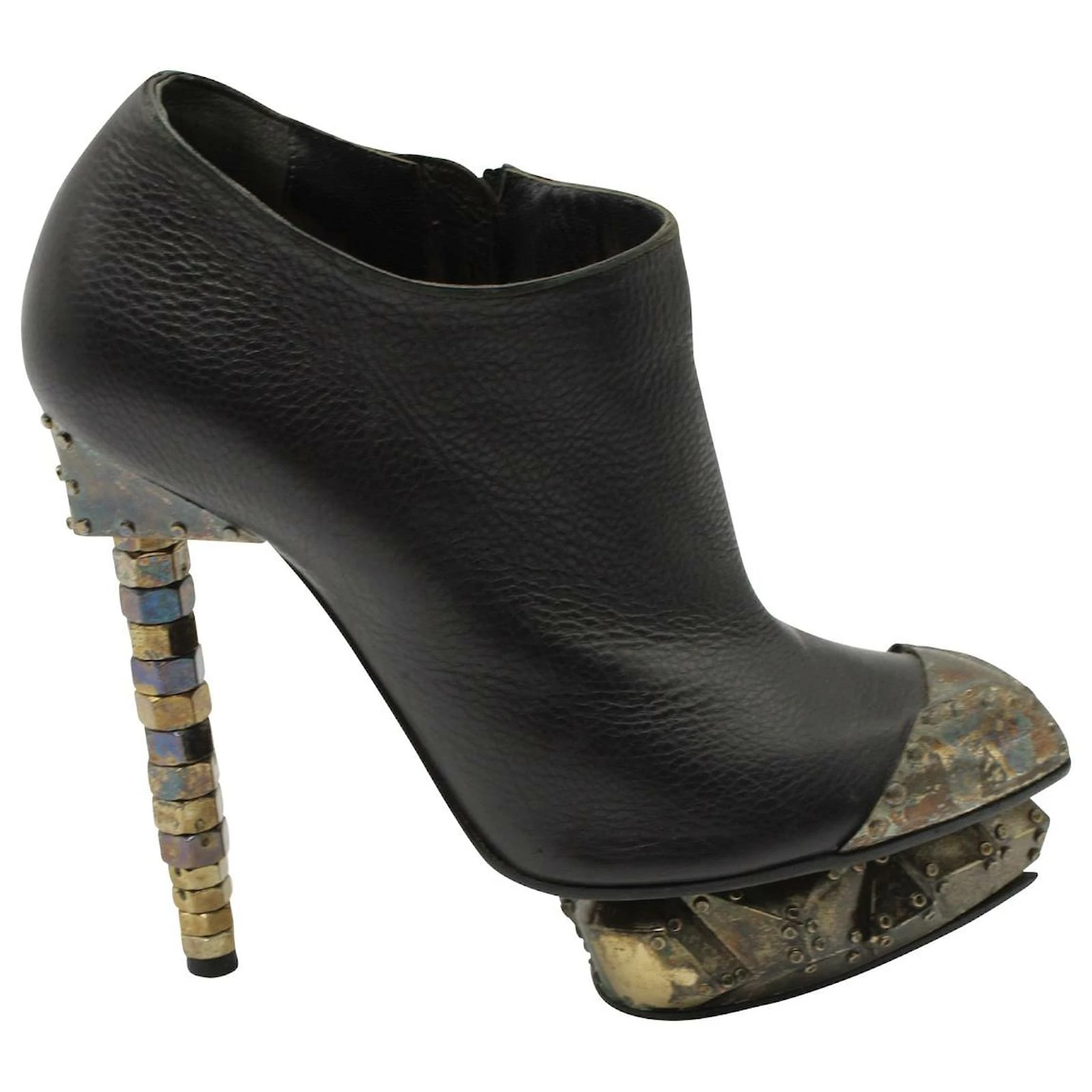 Nicholas Kirkwood X Rodarte Ankle Boots In Black Leather 1 Nicholas Kirkwood X Rodarte Ankle Boots In Black Leather