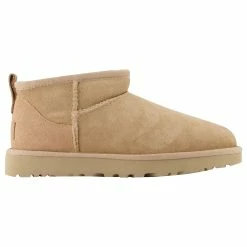 Classic Ultra Mini Ankle Boots - Ugg - Beige - Leather