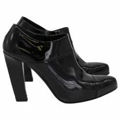 Prada Ankle Boots In Black Patent Leather