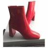 Prada Patent Leather Ankle Boots Red