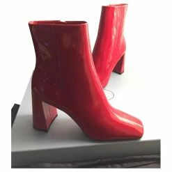 Prada Patent Leather Ankle Boots Red