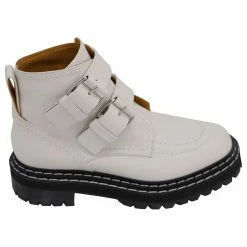 Proenza Schouler Proenza Schoule Lug Sole Buckle Boots In White Calf Leather Leather Cream