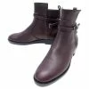 BALENCIAGA SHOES BOOTS WITH BUCKLES 357864 37 LEATHER PLUM LOW BOOTS Prune