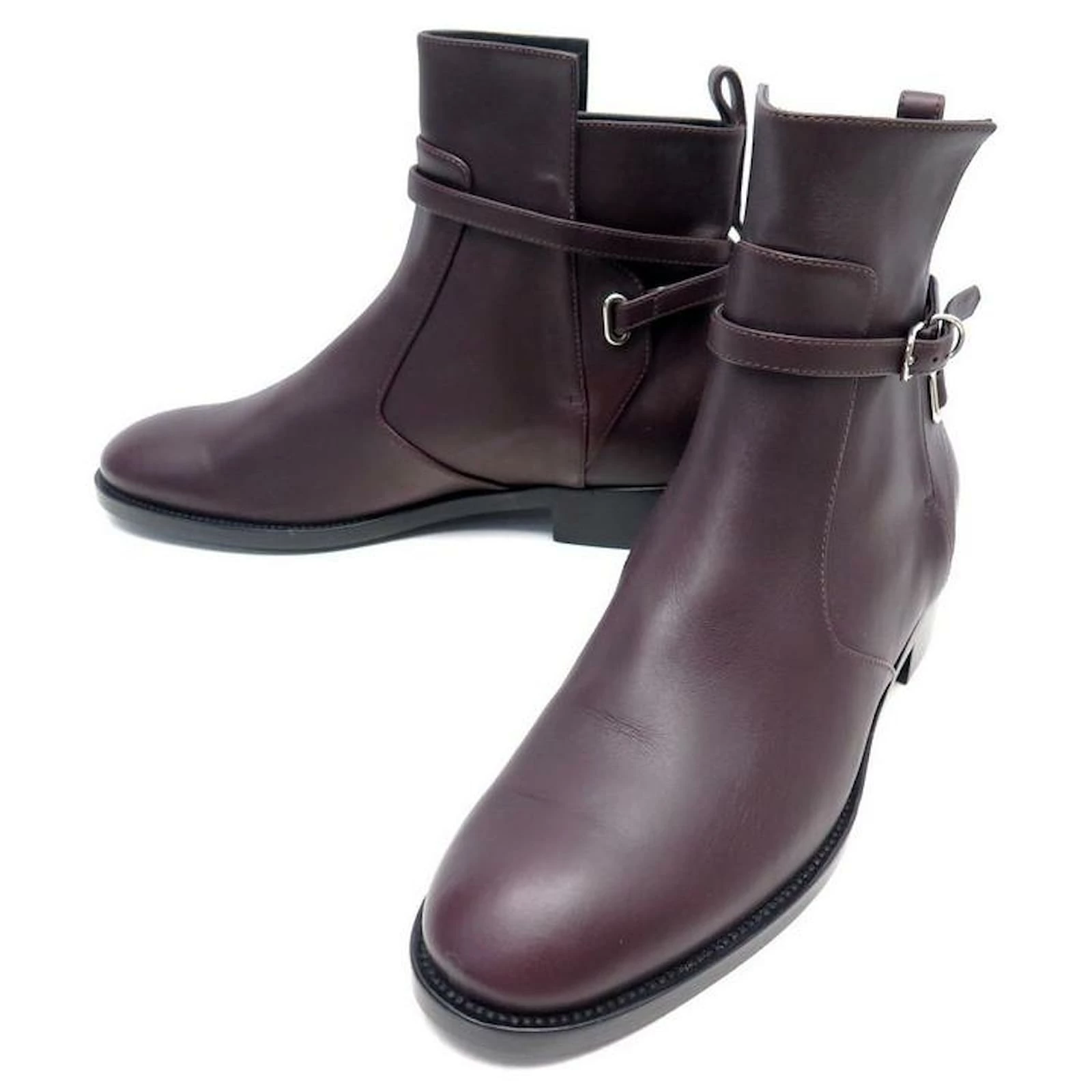 BALENCIAGA SHOES BOOTS WITH BUCKLES 357864 37 LEATHER PLUM LOW BOOTS Prune 1 BALENCIAGA SHOES BOOTS WITH BUCKLES 357864 37 LEATHER PLUM LOW BOOTS Prune