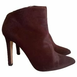 Pura Lopez Pony-style Calf Leather Boots Dark Red