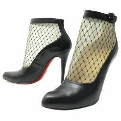 RESILLISSIMA CHRISTIAN LOUBOUTIN SHOES 100 KID RESILLE BLACK LEATHER BOOTS