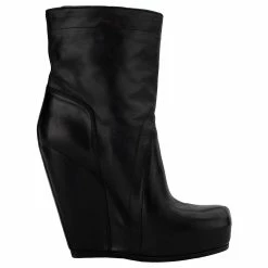 Rick Owens Leather Ankle Boots Black
