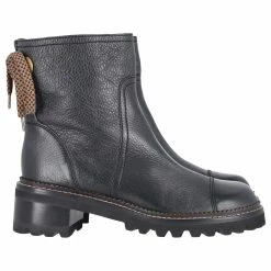 Chloé See By Chloe Ankle Boots In Black Textured Leather