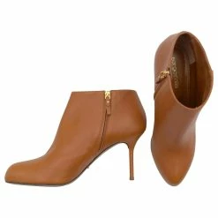 Sergio Rossi Ankle Boots In Caramel Leather Yellow