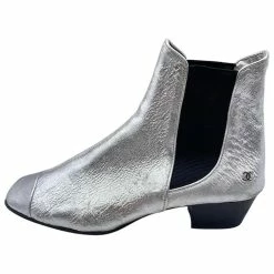 CHANEL Ankle Boots T.eu 39.5 Leather Silvery