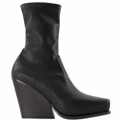 Stella Mc Cartney Cowboy Boots In Black Synthetic Leather