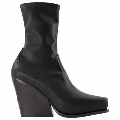 Stella Mc Cartney Cowboy Boots In Black Synthetic Leather