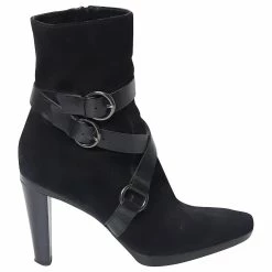 Tod's Ankle Boots With Leather Strap Detail In Black Suede