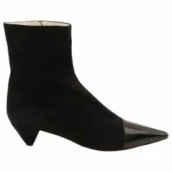 Tod's Pointed Toe Cap Ankle Boots In Black Suede And Leather