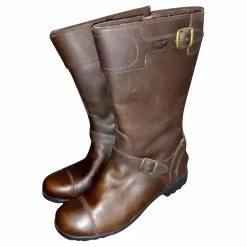 Ugg GERSHWIN Waterproof Zipped Brown Leather Shearling Boots