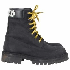 Vêtements Vetements Trucker Leather Boots With Logo Patch In Black Suede