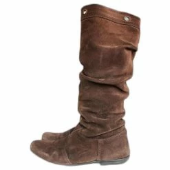 Vintage Y2K Roberto Cavalli Angels Suede Leather Brown Boots Western Designer Y2K 00's 00s Zeroes Made In Italy Size Eu 38