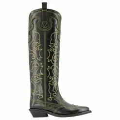 Western Boots - Ganni - Black/Yellow - Leather