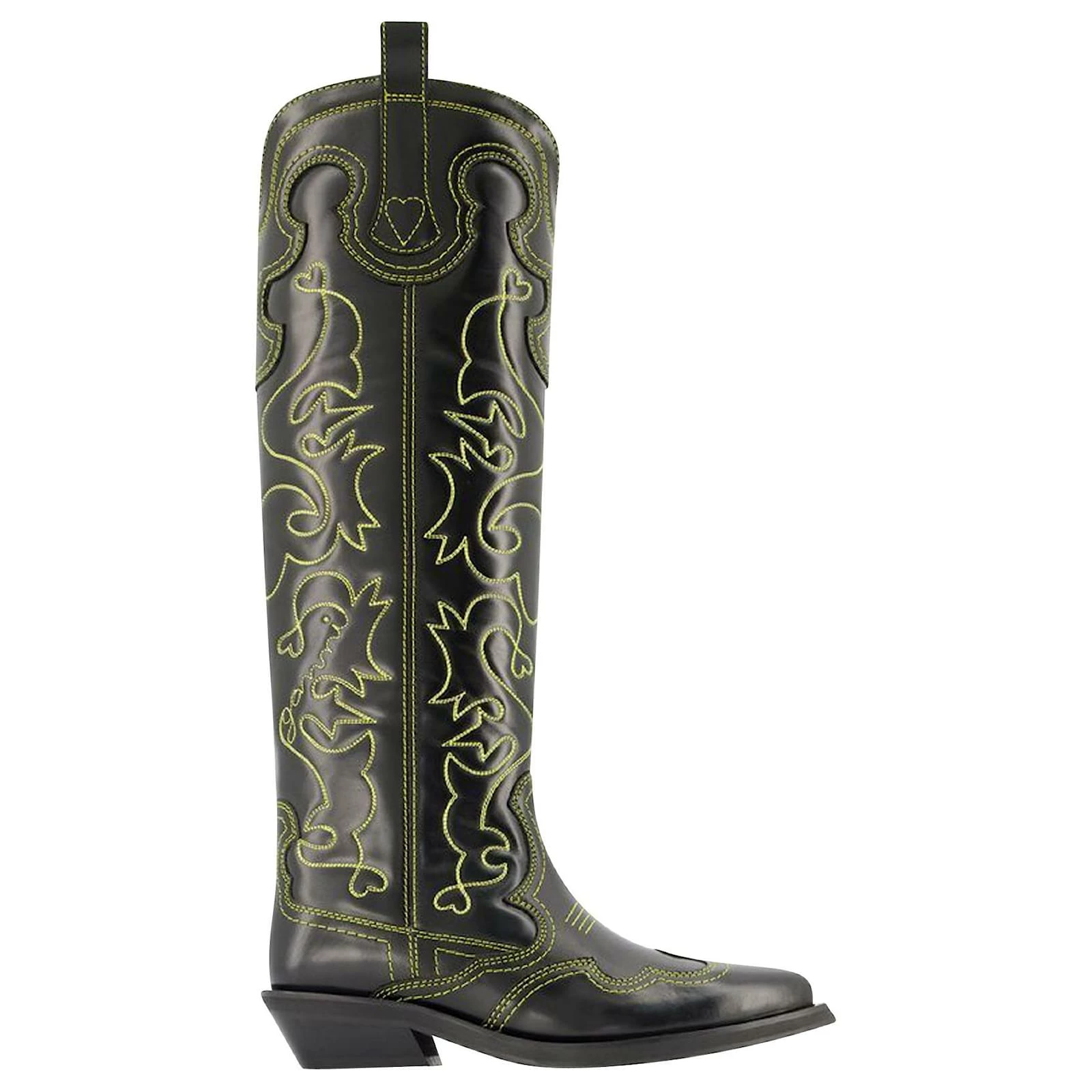 Western Boots - Ganni - Black/Yellow - Leather 1 Western Boots - Ganni - Black/Yellow - Leather